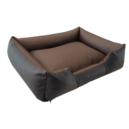 Lounge Sofa - Leatherlook Hondenmand - Zwart & Bruin - 100 x 80 cm